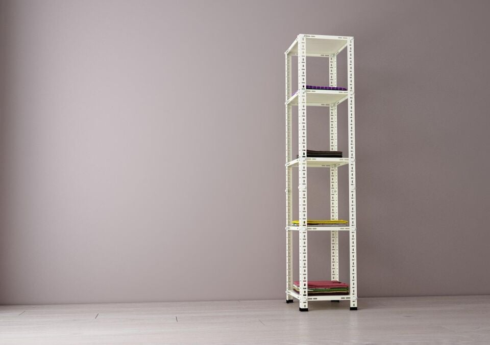 5 Katlı 31x31x200 Cm Krem Çok Amaçlı Raf - Gardırop