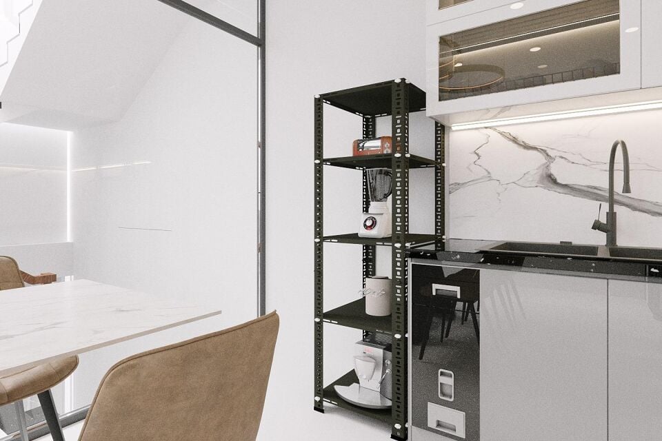 5 Katlı 31x31x200 Cm Siyah Çok Amaçlı Raf - Gardırop