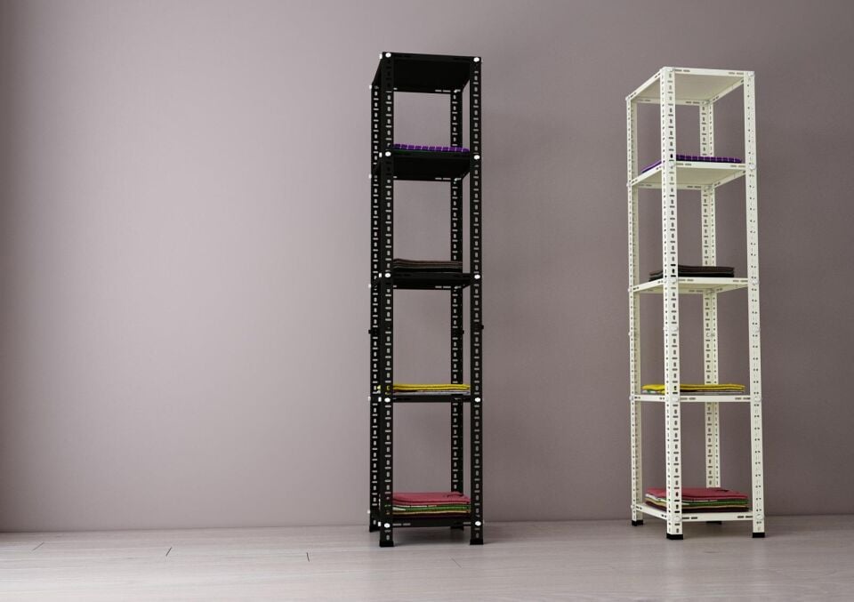 5 Katlı 31x31x200 Cm Siyah Çok Amaçlı Raf - Gardırop