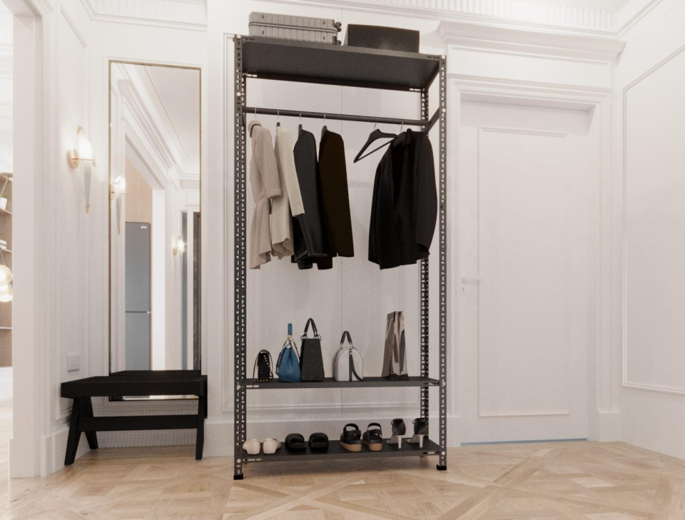 31x93x200 Cm Siyah Çelik Portmanto - Gardırop