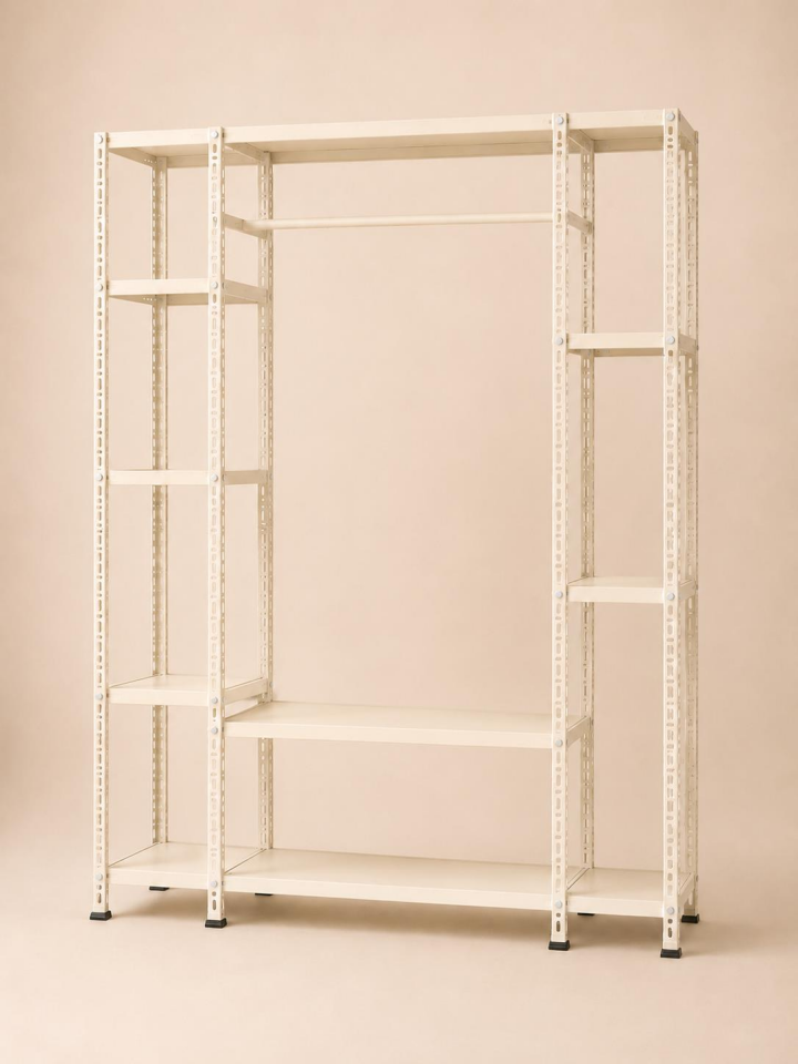 31x155x200 Cm Krem Çelik Açık Gardırop