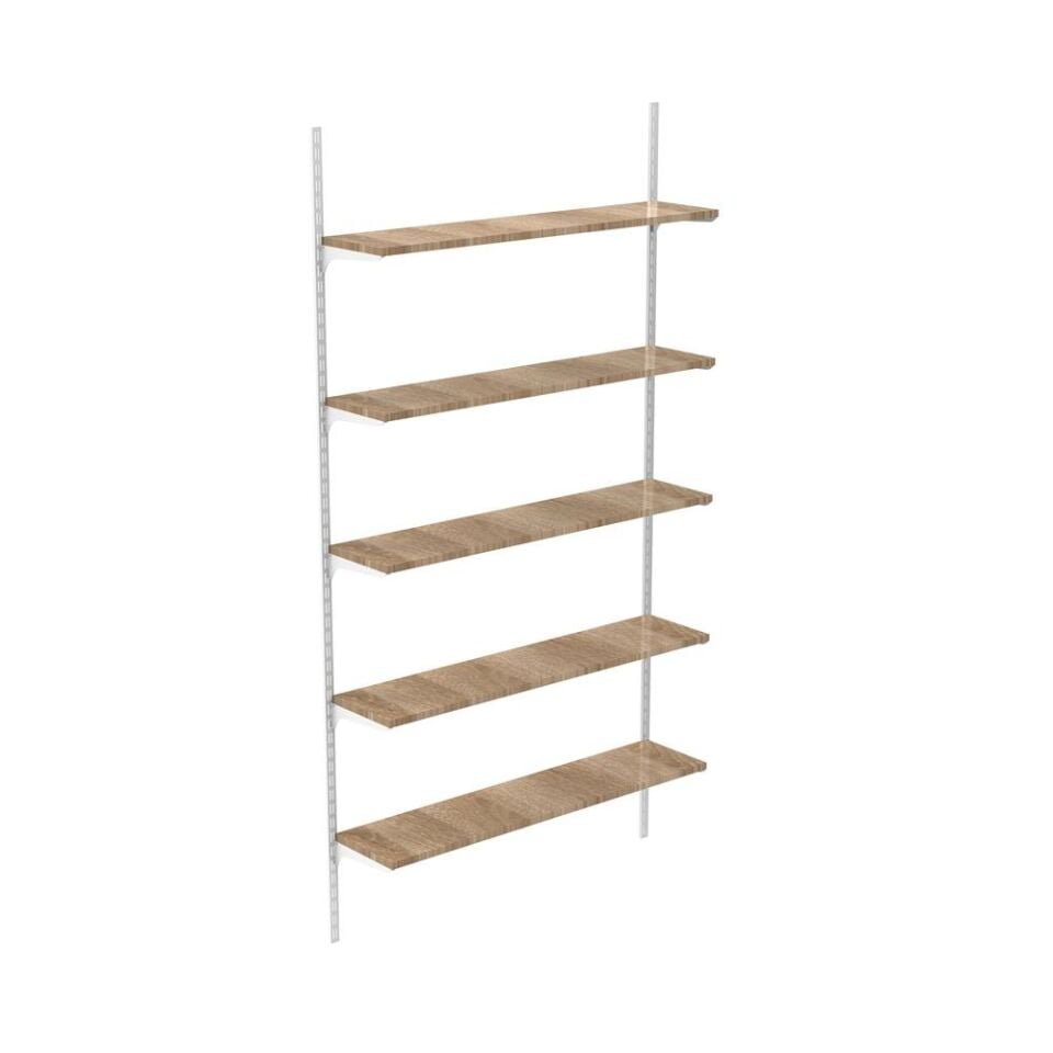 5 Katlı Kitaplık - Ahşap Duvar Rafı, Dekoratif Raf 25x60 cm - Bambu