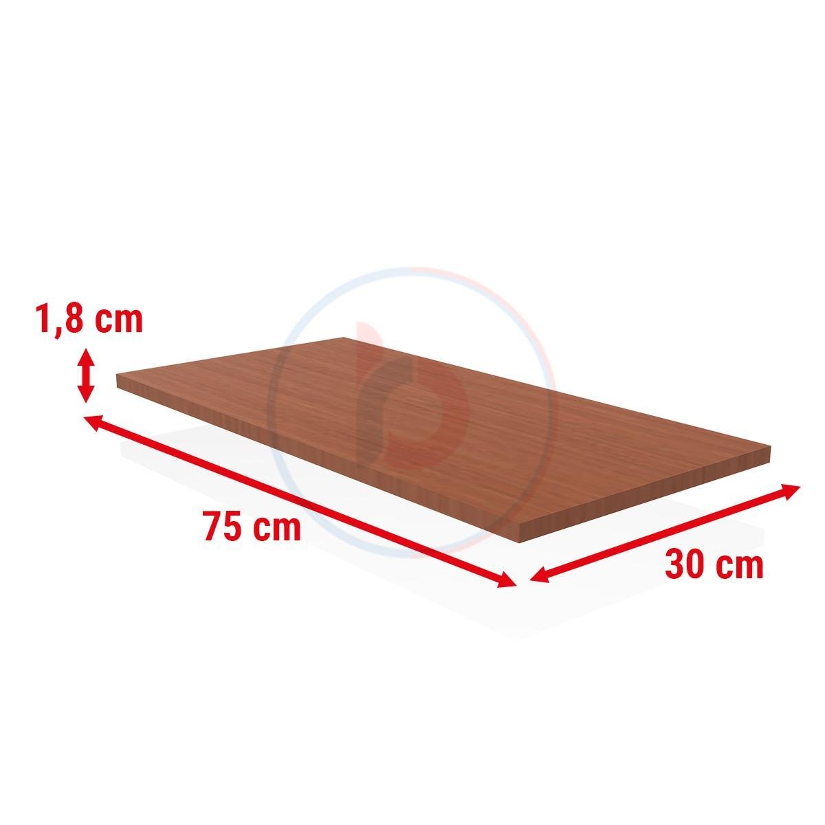 30x75 Cm Kızıl Ahşap Raf - Suntalam Tekli Raf