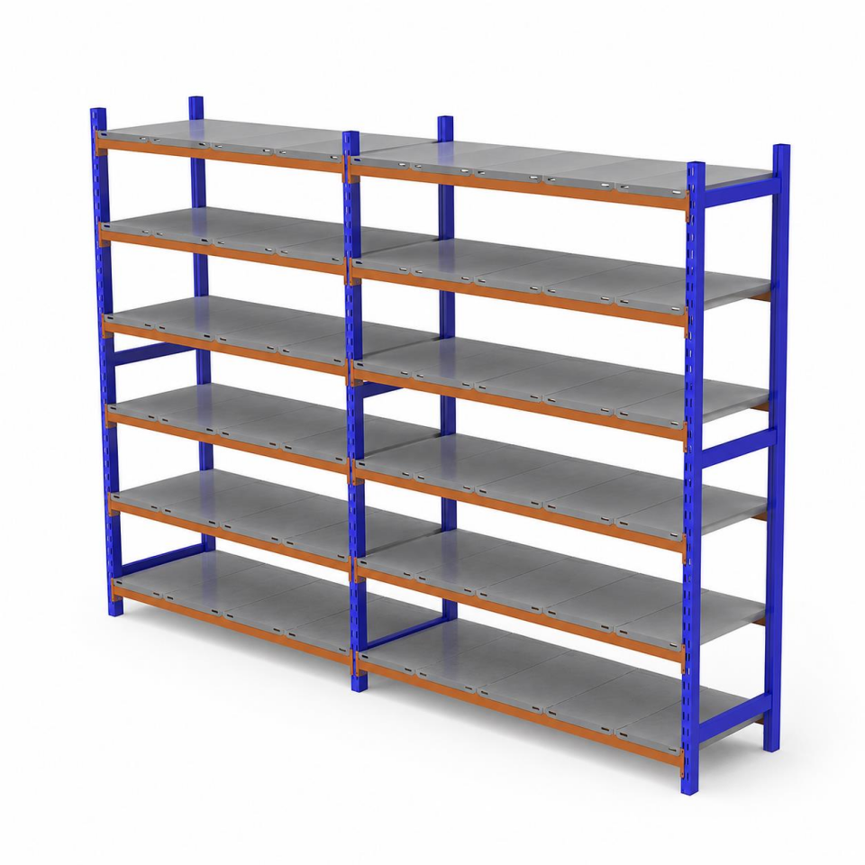 6 Katlı Duble Depo Rafı - 300-350 Kg Taşıma Kapasiteli Hafif Rack Raf