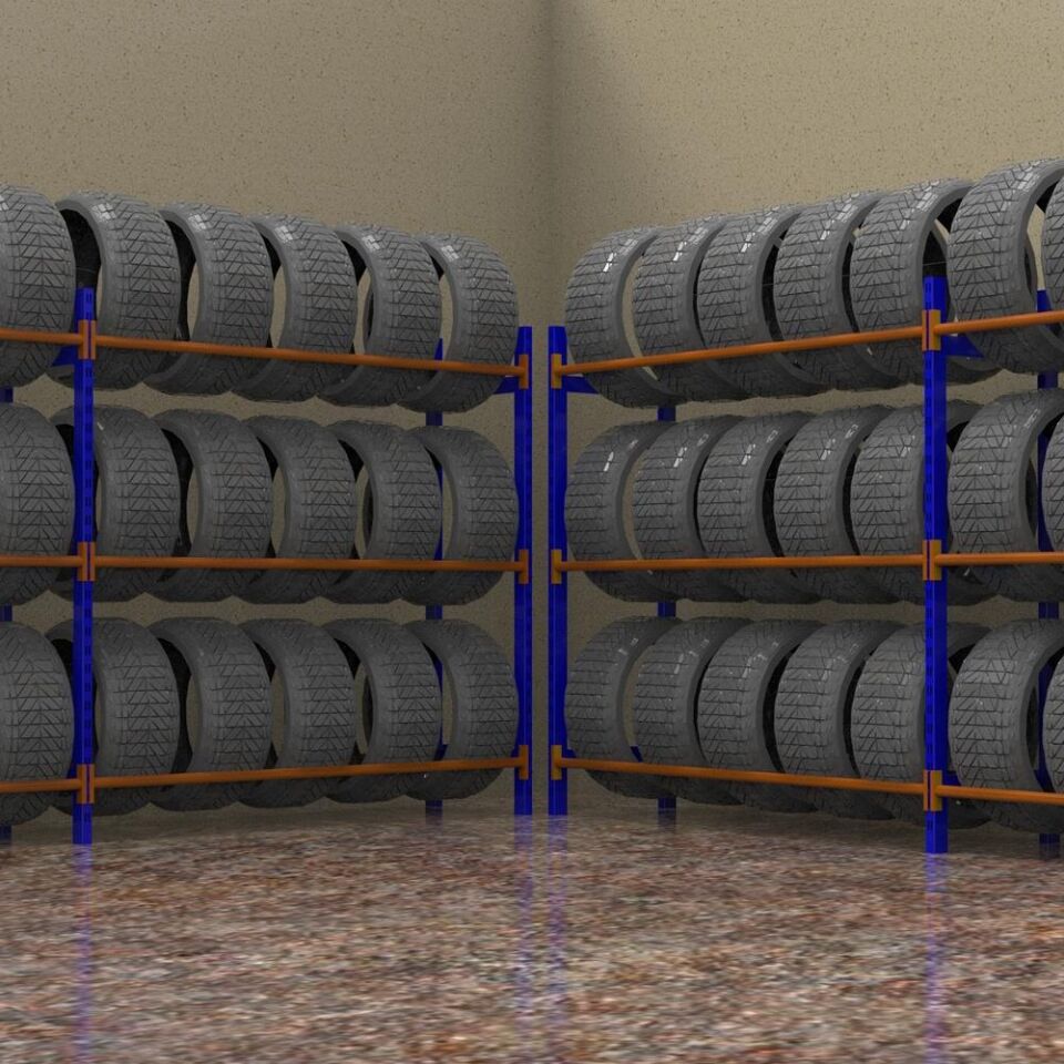 3 Katlı Lastik Rafı - Lastik İstifleme Rafı