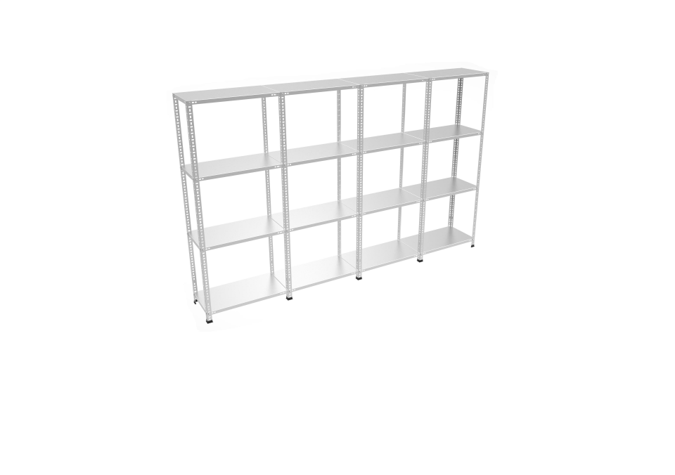 4 Katlı 4'lü Galvaniz Çelik Raf - Depo, Arşiv, Kiler, Dosya, Market Rafı