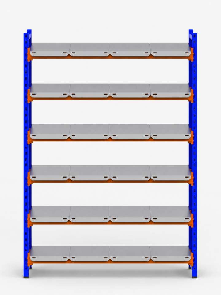 6 Katlı Depo Rafı - 300-350 Kg Taşıma Kapasiteli Hafif Rack Raf