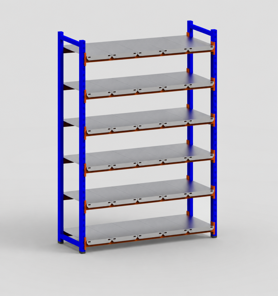 6 Katlı Depo Rafı - 300-350 Kg Taşıma Kapasiteli Hafif Rack Raf