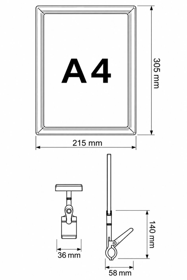 A4 Mandallı Etiketlik - Sepet, Stand, Çerçeveli Etiket