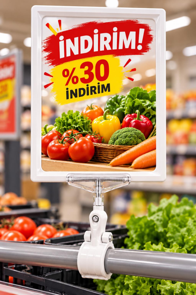 A4 Mandallı Etiketlik - Sepet, Stand, Çerçeveli Etiket
