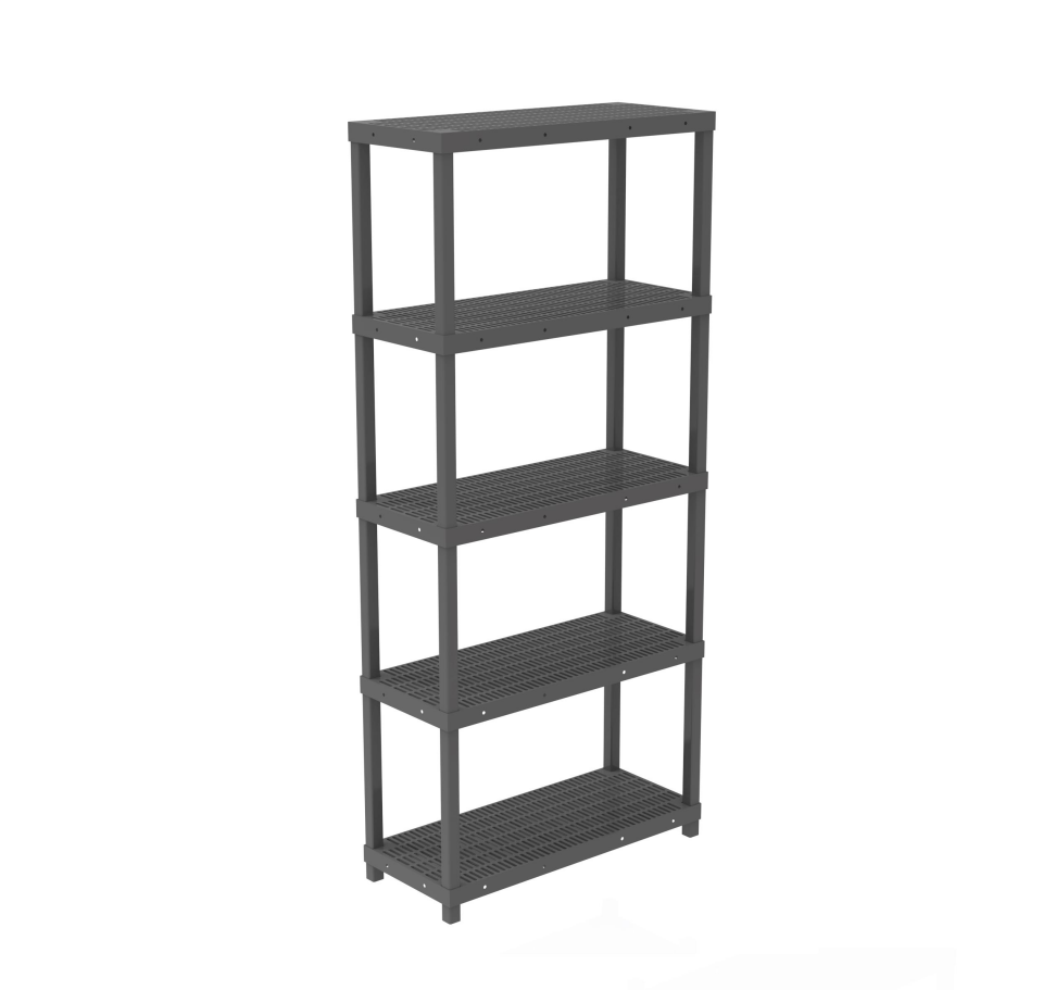 5 Katlı Delikli 43x93x215 Cm Plastik Raf - Depo, Arşiv, Kiler, Dosya, Market, Bakkal Rafı