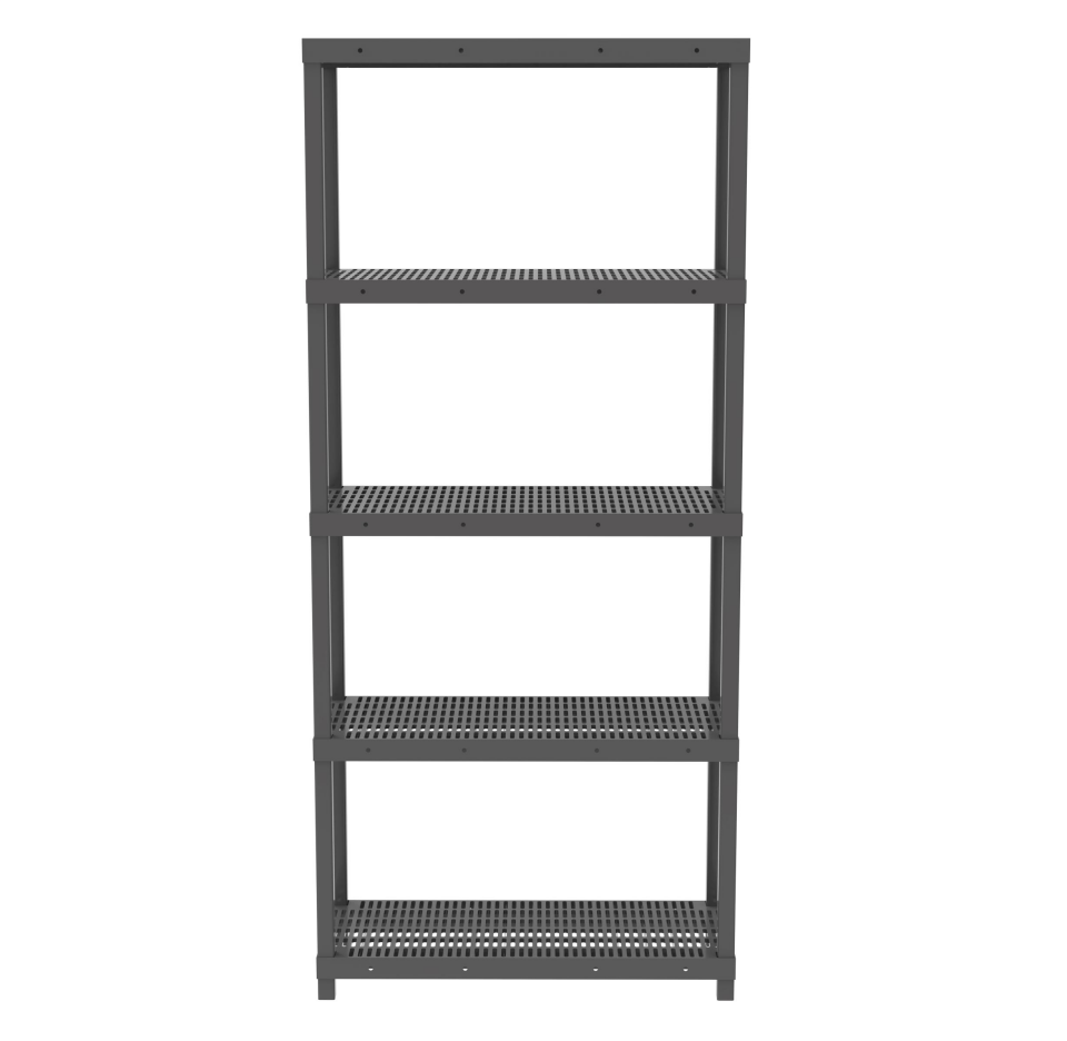 5 Katlı Delikli Plastik Raf 43x93x210 Cm - Depo, Arşiv, Kiler, Dosya, Market, Bakkal Rafı