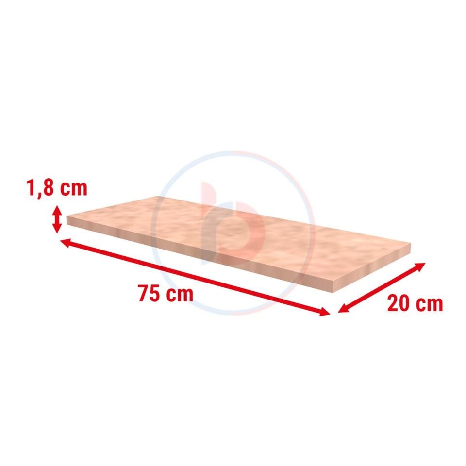 20x75 Cm Ham MDF Raf - Dekoratif Ahşap Raf