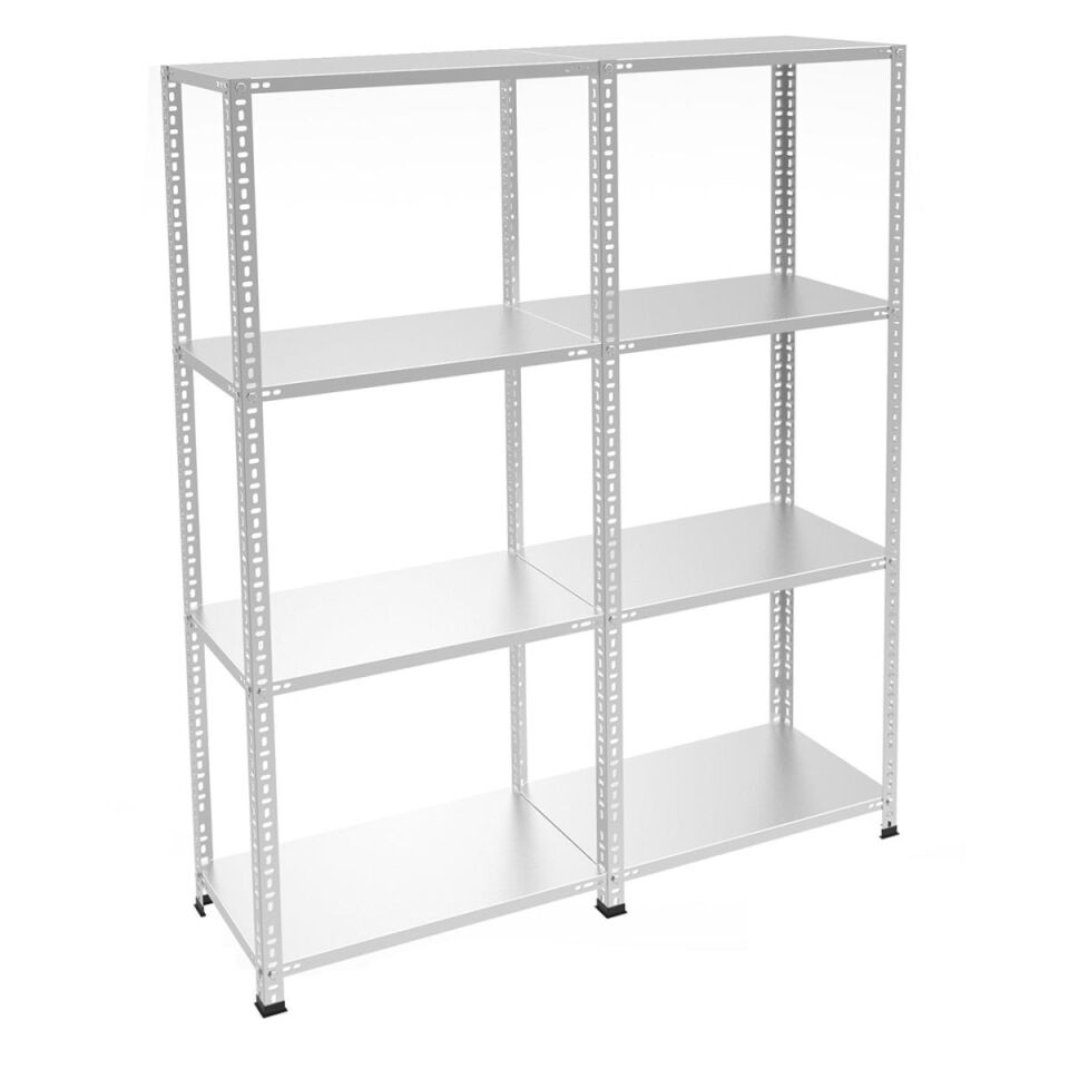 4 Katlı Duble Galvaniz Çelik Raf - Depo, Arşiv, Kiler, Dosya, Market Rafı