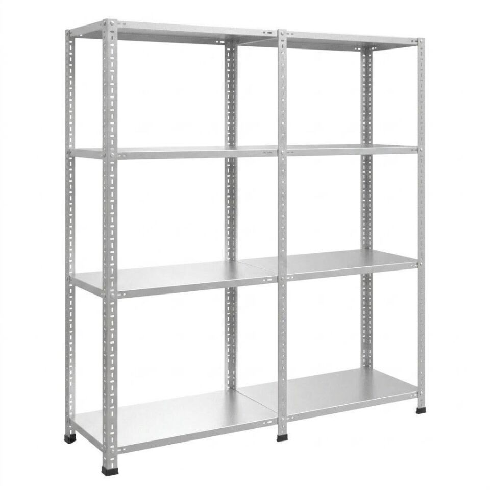 4 Katlı Duble Galvaniz Çelik Raf - Depo, Arşiv, Kiler, Dosya, Market Rafı