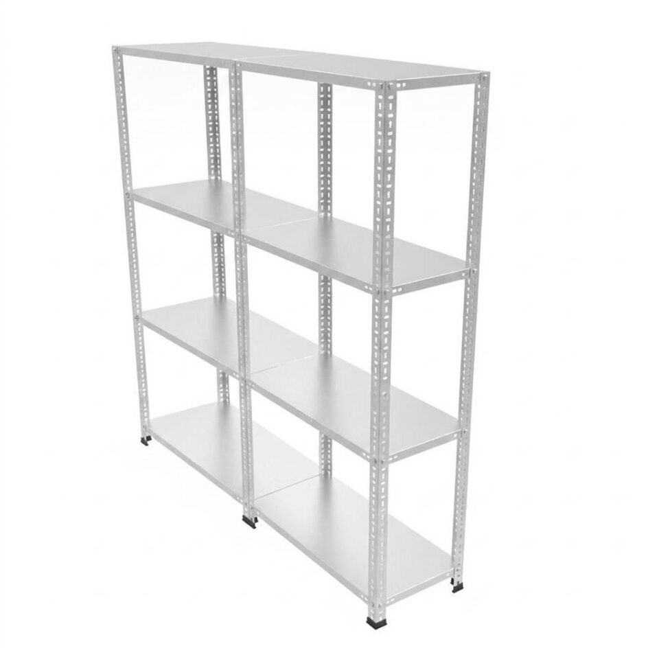4 Katlı Duble Galvaniz Çelik Raf - Depo, Arşiv, Kiler, Dosya, Market Rafı