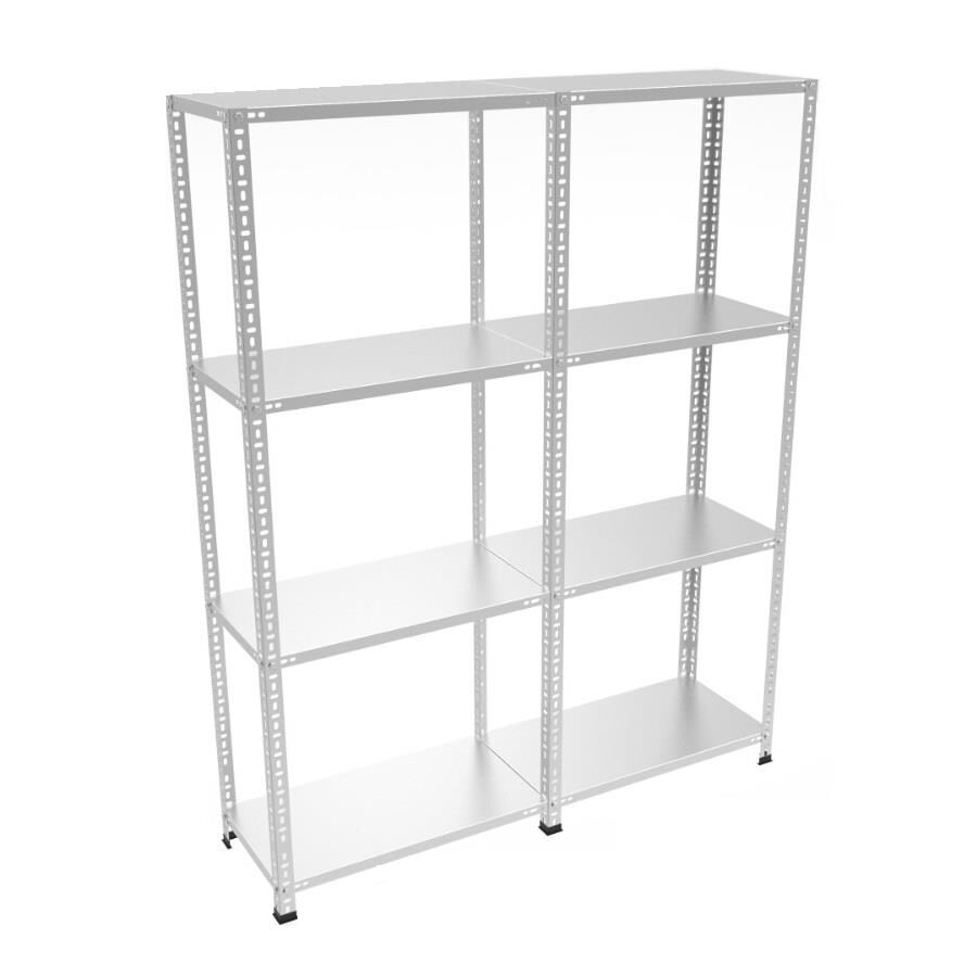 4 Katlı Duble Galvaniz Çelik Raf - Depo, Arşiv, Kiler, Dosya, Market Rafı 31x75 cm - 300 cm - 0.70 mm
