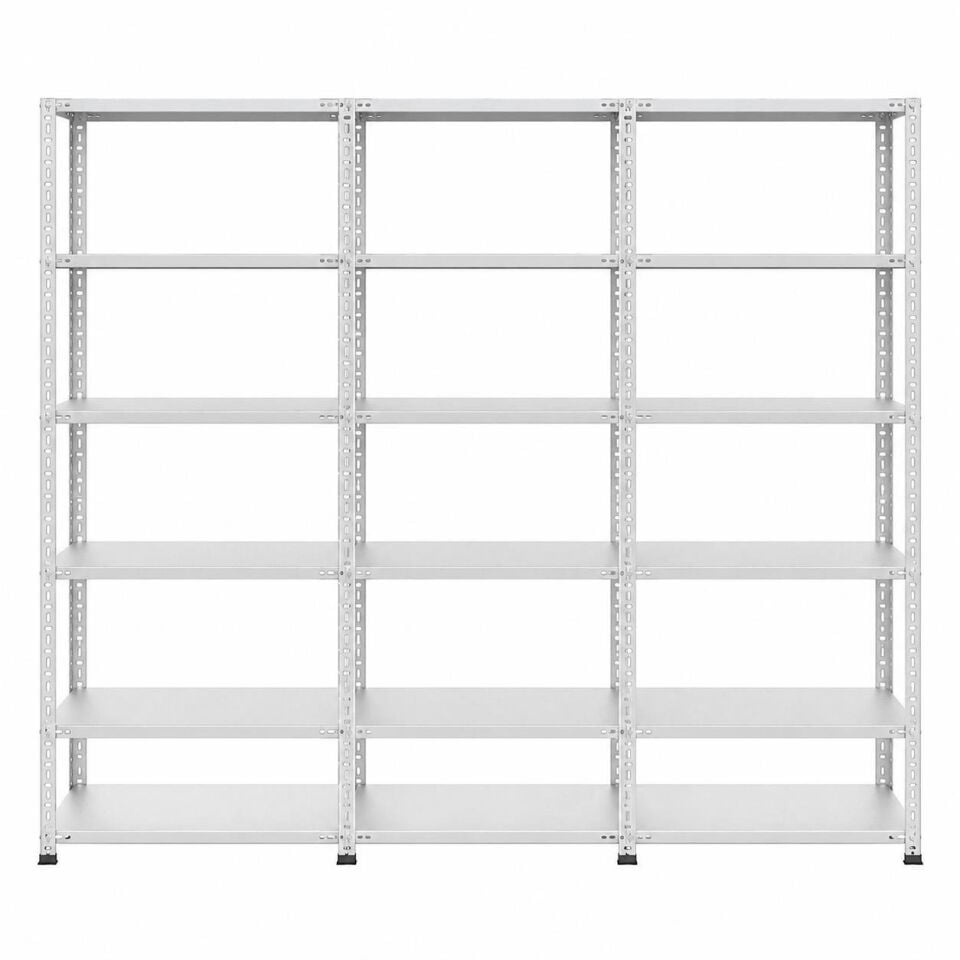 6 Katlı 3'lü Galvaniz Çelik Raf - Depo, Arşiv, Kiler, Dosya, Market Rafı