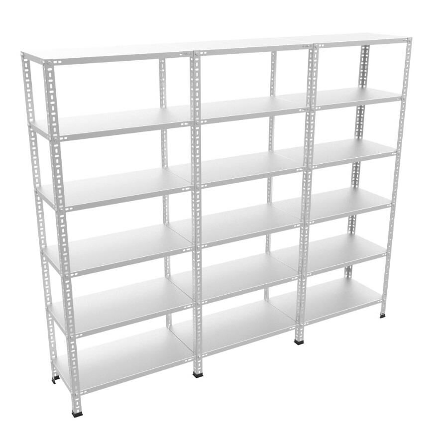 6 Katlı 3'lü Galvaniz Çelik Raf - Depo, Arşiv, Kiler, Dosya, Market Rafı