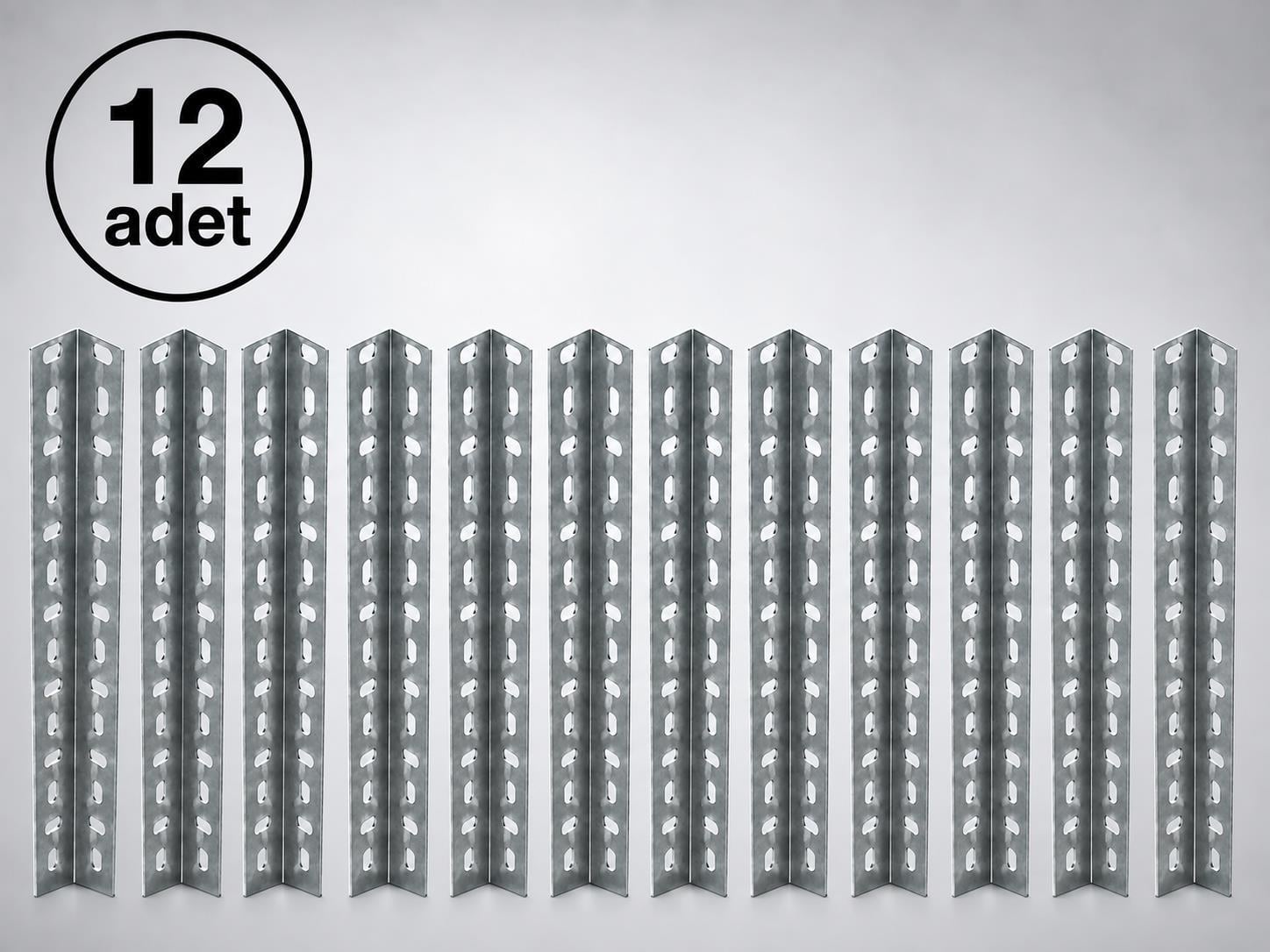12 Adet 100 Cm Galvaniz Çelik Raf Profil - 2,00 Mm
