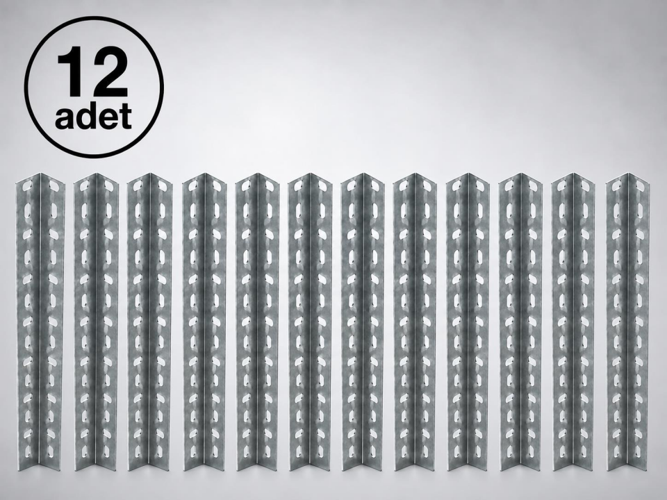 12 Adet 100 Cm Galvaniz Çelik Raf Profil - 2,00 Mm
