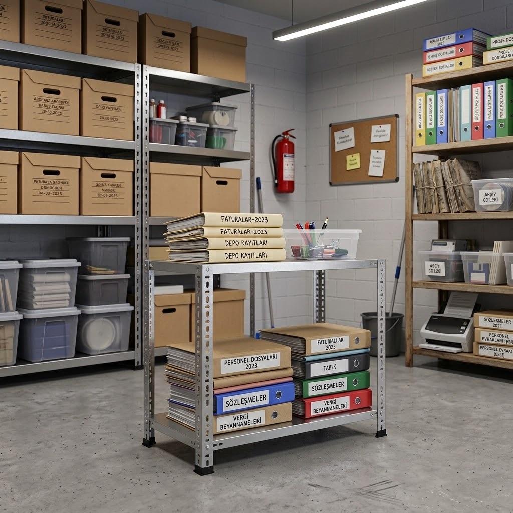 2 Katlı Galvaniz Çelik Raf - Depo, Arşiv, Kiler, Dosya, Market Rafı