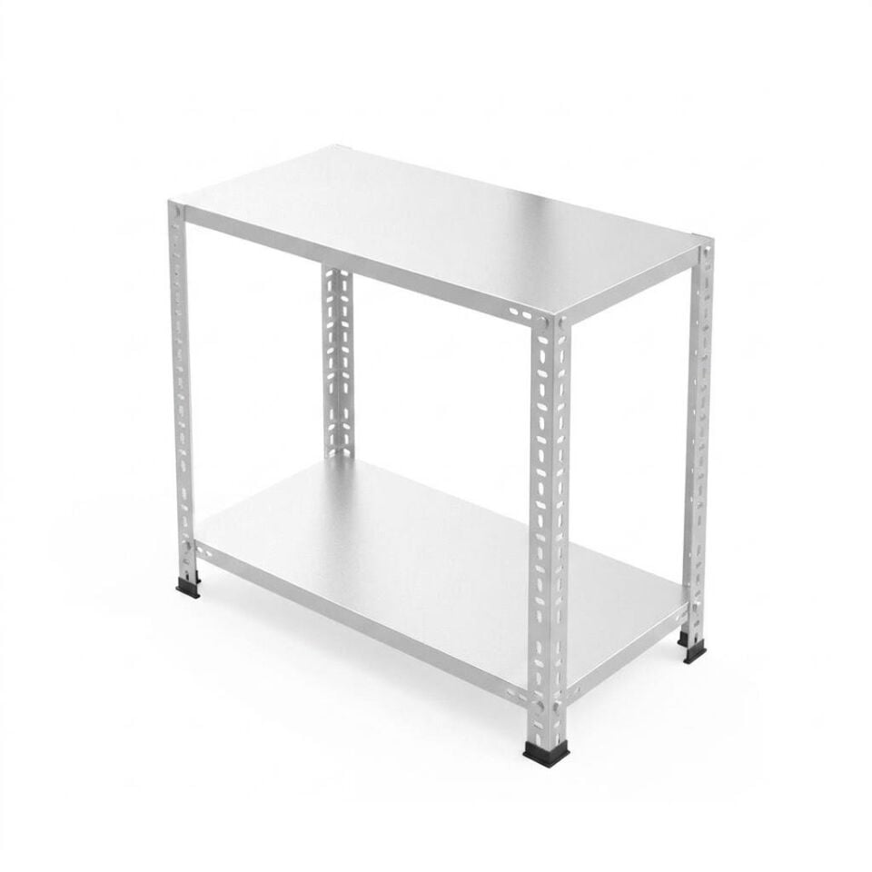 2 Katlı Galvaniz Çelik Raf - Depo, Arşiv, Kiler, Dosya, Market Rafı