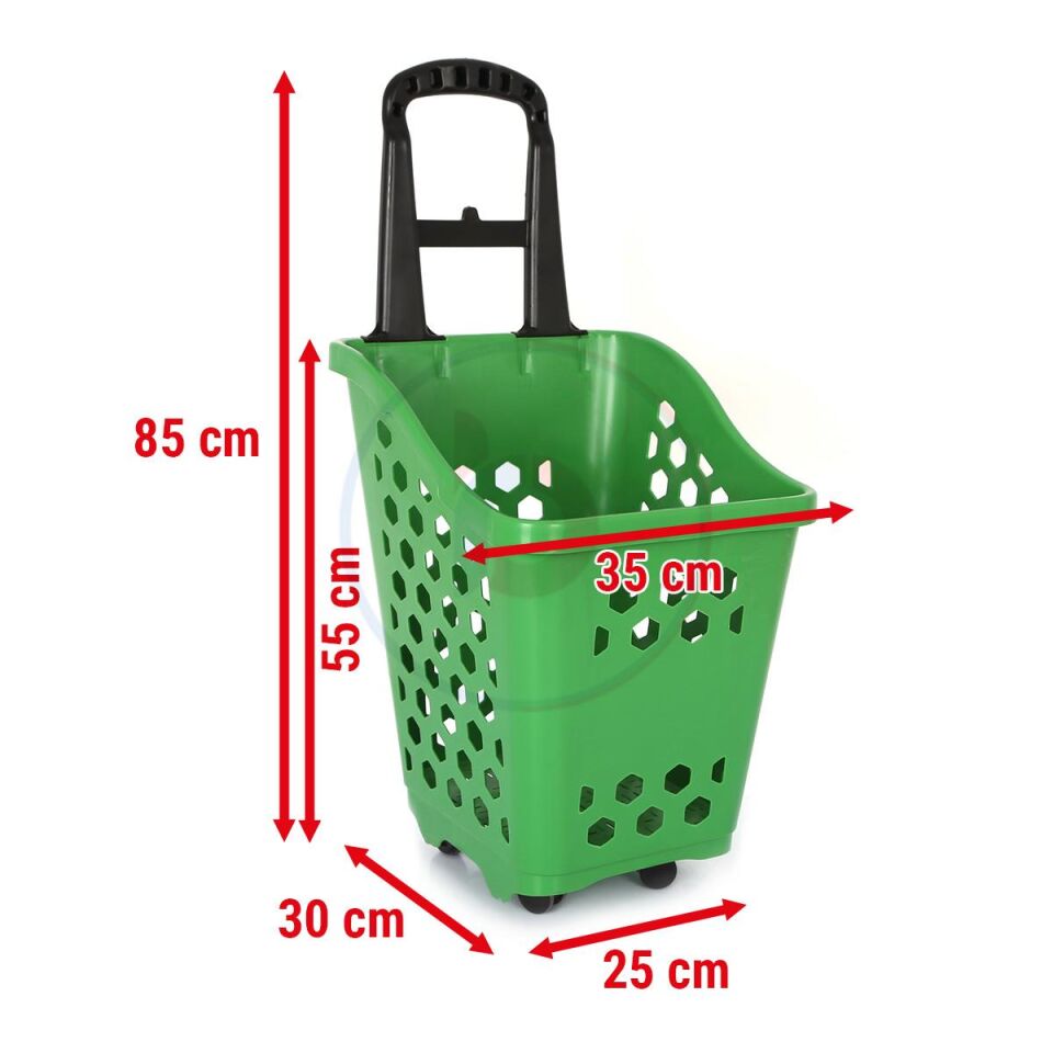 40 Lt Tekerlekli Plastik Alışveriş Sepeti - Market Sepeti
