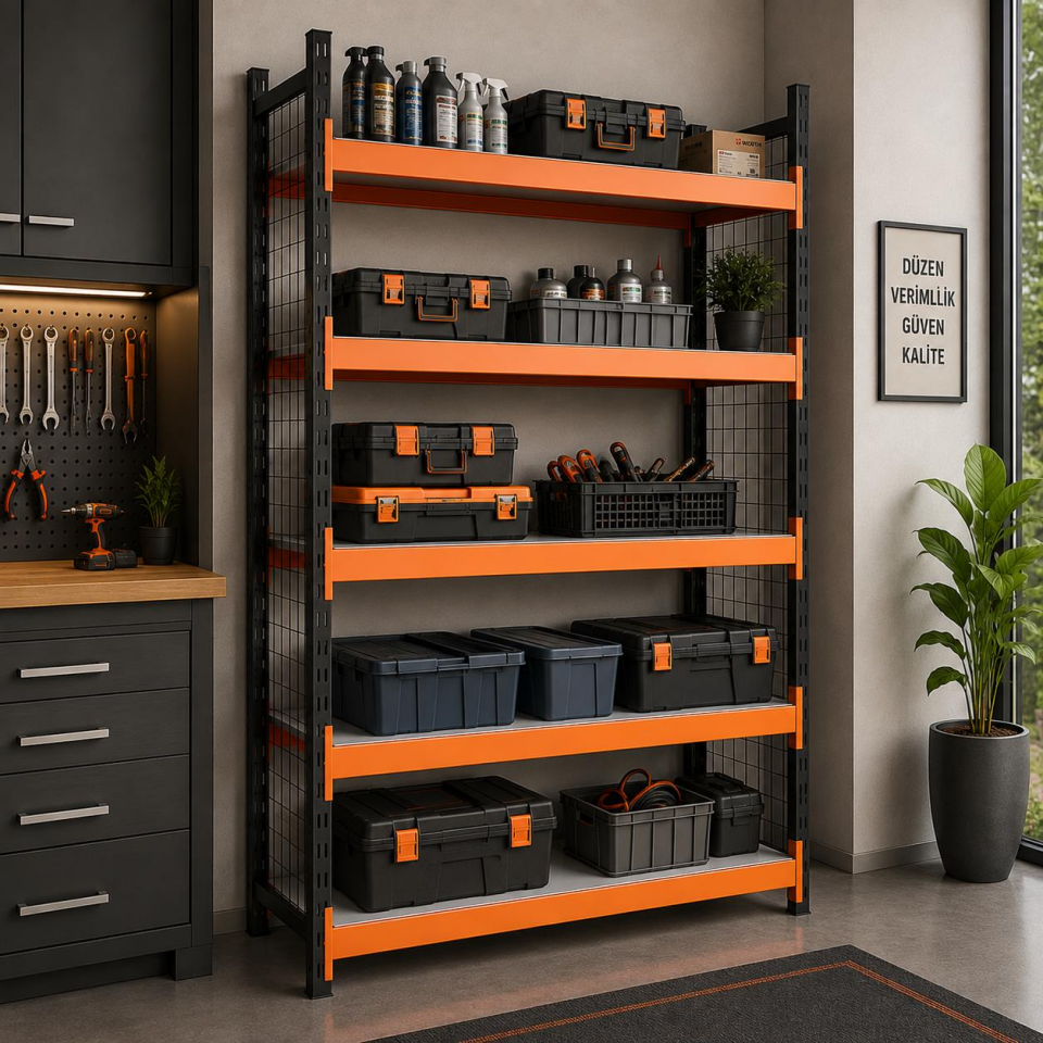 5 Katlı Tel Kafesli Dekoratif Midi Rack - Ekonomik Depo,Arşiv, Kiler Rafı