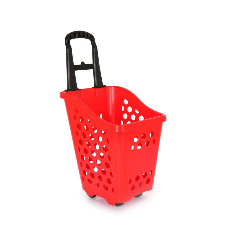 45 Lt Tekerlekli Plastik Alışveriş Sepeti - Market Sepeti