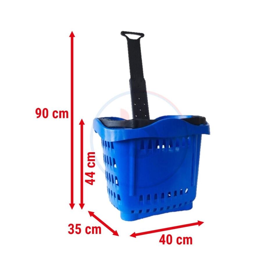 40 Lt Teleskopik Saplı Plastik Alışveriş Sepeti - Market El Sepeti