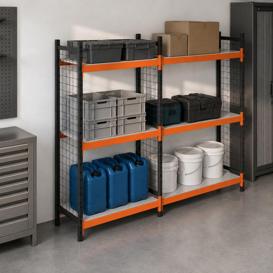 3 Katlı Duble Tel Kafesli Dekoratif Midi Rack - Ekonomik Depo,Arşiv, Kiler Rafı
