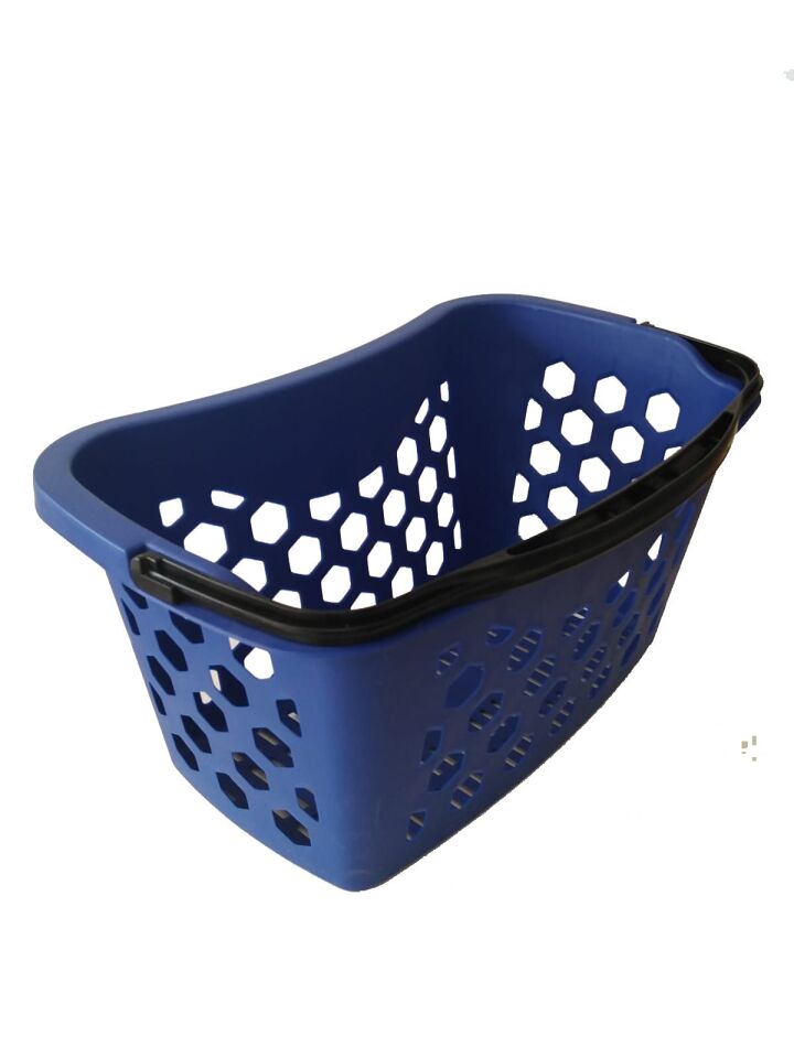 Fasulye Tipi Plastik Alışveriş Sepeti - Market El Sepeti Mavı