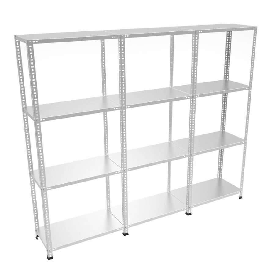 4 Katlı 3'lü Galvaniz Çelik Raf - Depo, Arşiv, Kiler, Dosya, Market Rafı