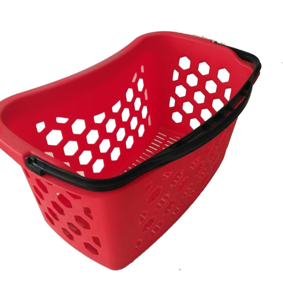 Fasulye Tipi Plastik Alışveriş Sepeti - Market El Sepeti Kırmızı