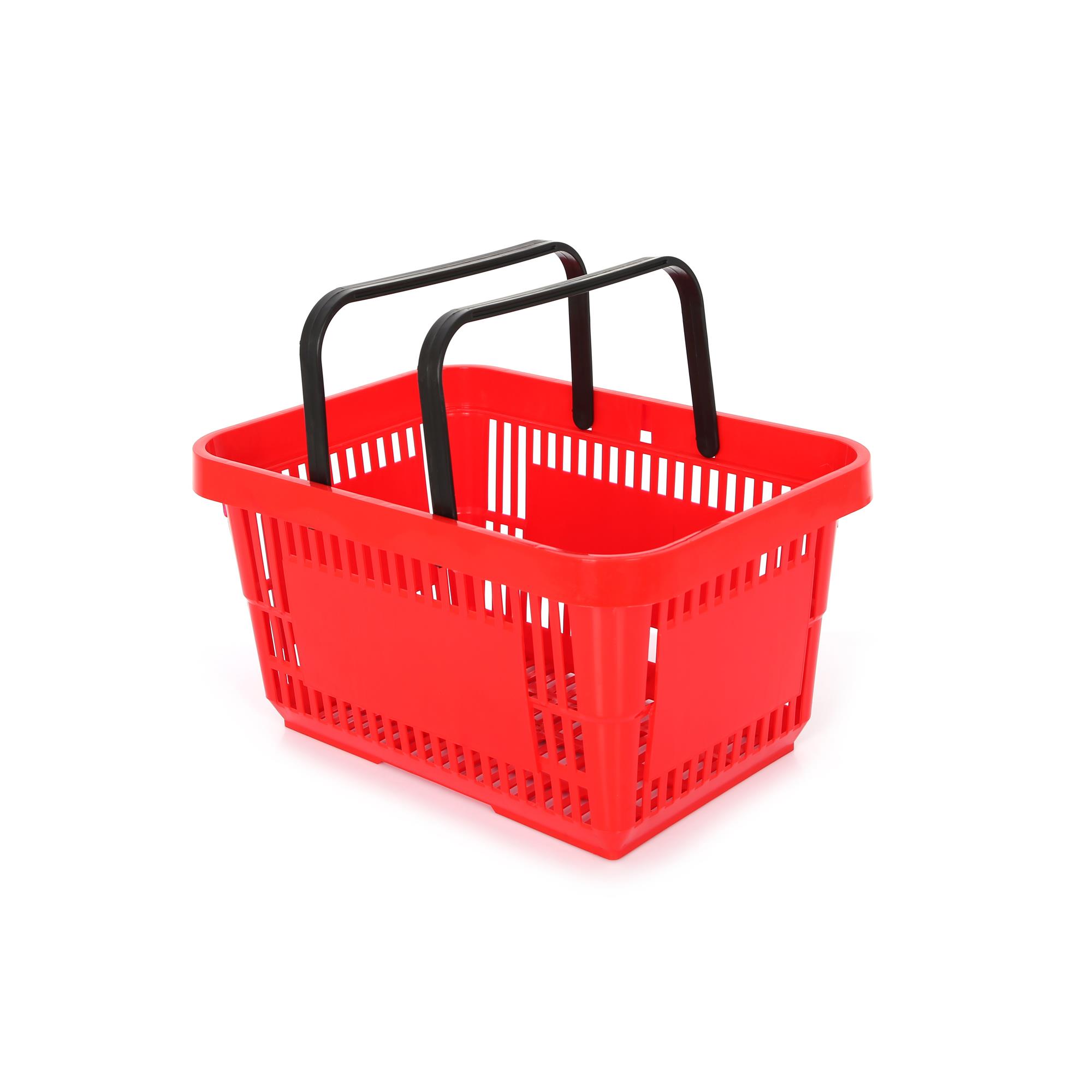 10 Adet 22 Lt Plastik Alışveriş Sepeti - Market El Sepeti Kırmızı
