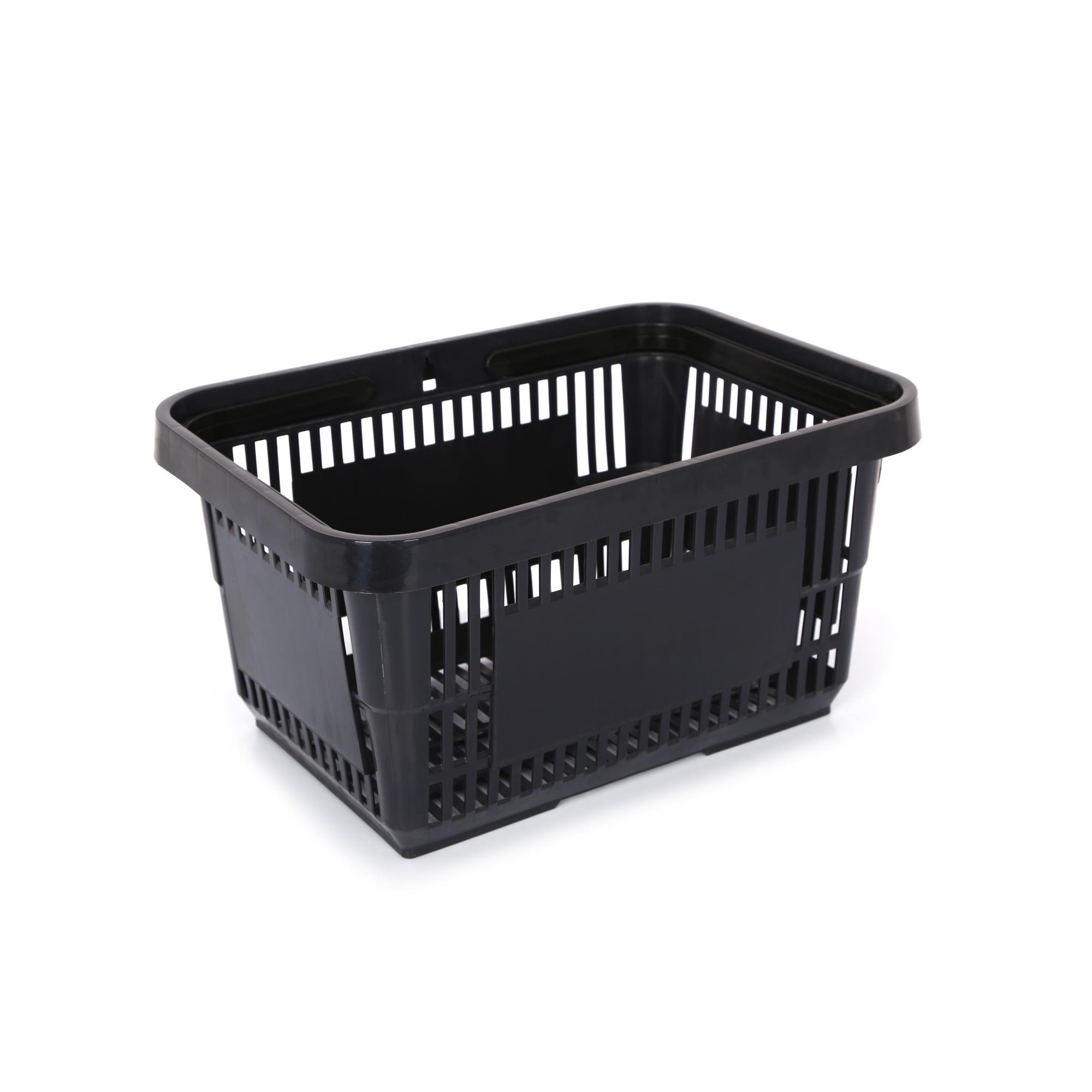 10 Adet 22 Lt Plastik Alışveriş Sepeti - Market El Sepeti Siyah