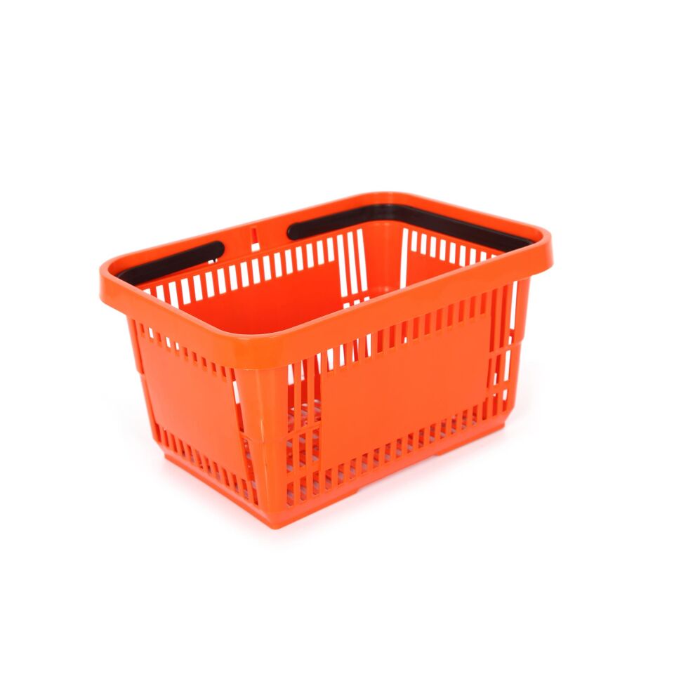 10 Adet 22 Lt Plastik Alışveriş Sepeti - Market El Sepeti Turuncu