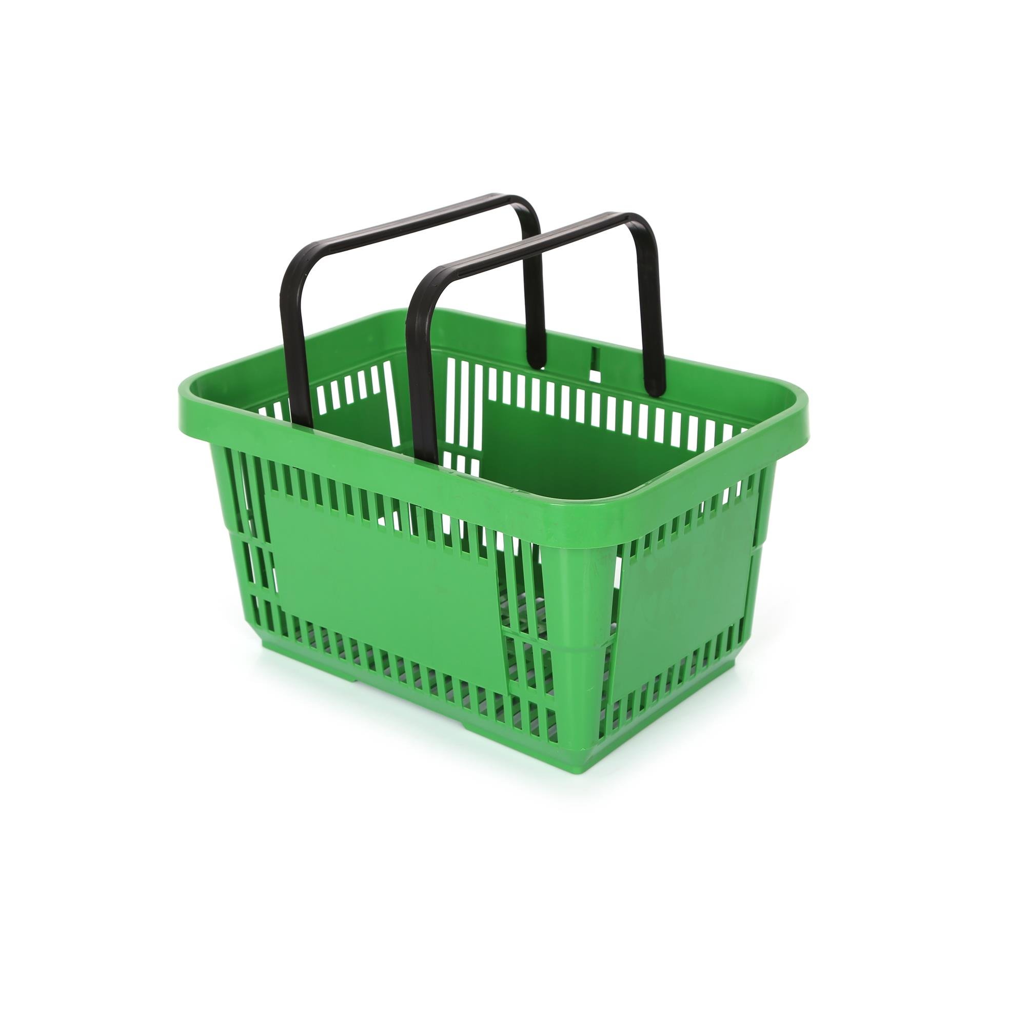 10 Adet 22 Lt Plastik Alışveriş Sepeti - Market El Sepeti Yeşil