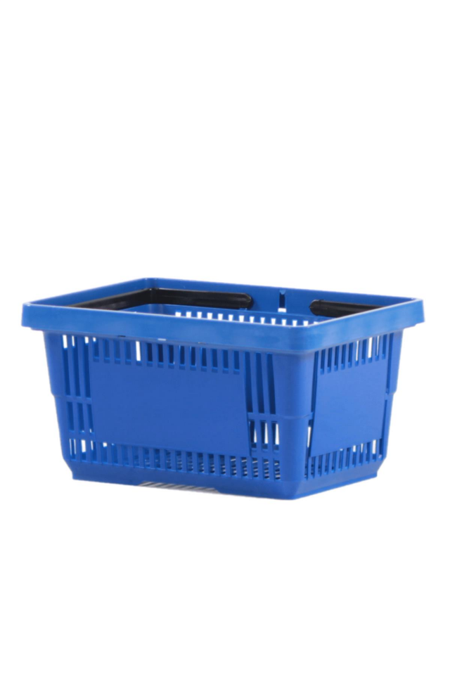 10 Adet 22 Lt Plastik Alışveriş Sepeti - Market El Sepeti Mavı