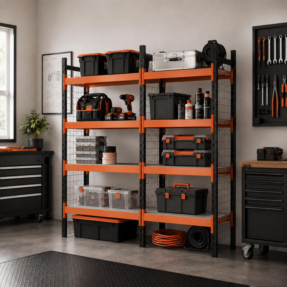4 Katlı Duble Tel Kafesli Dekoratif Midi Rack - Ekonomik Depo,Arşiv, Kiler Rafı