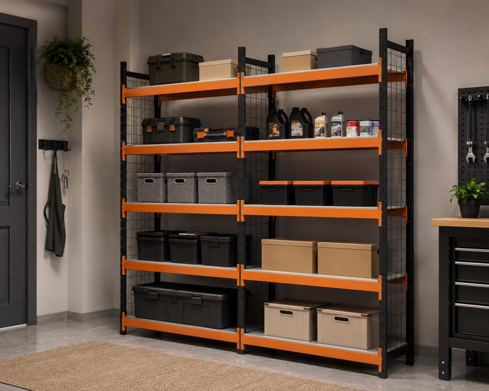 5 Katlı Duble Tel Kafesli Dekoratif Midi Rack - Ekonomik Depo,Arşiv, Kiler Rafı
