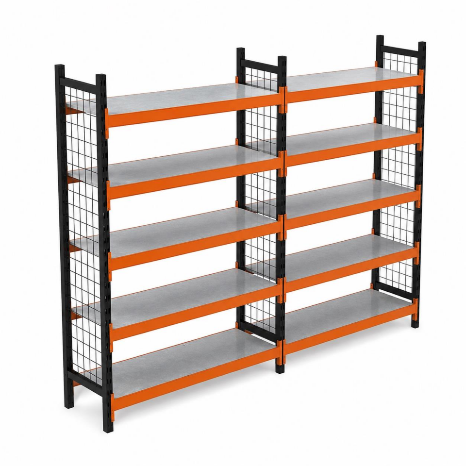 5 Katlı Duble Tel Kafesli Dekoratif Midi Rack - Ekonomik Depo,Arşiv, Kiler Rafı