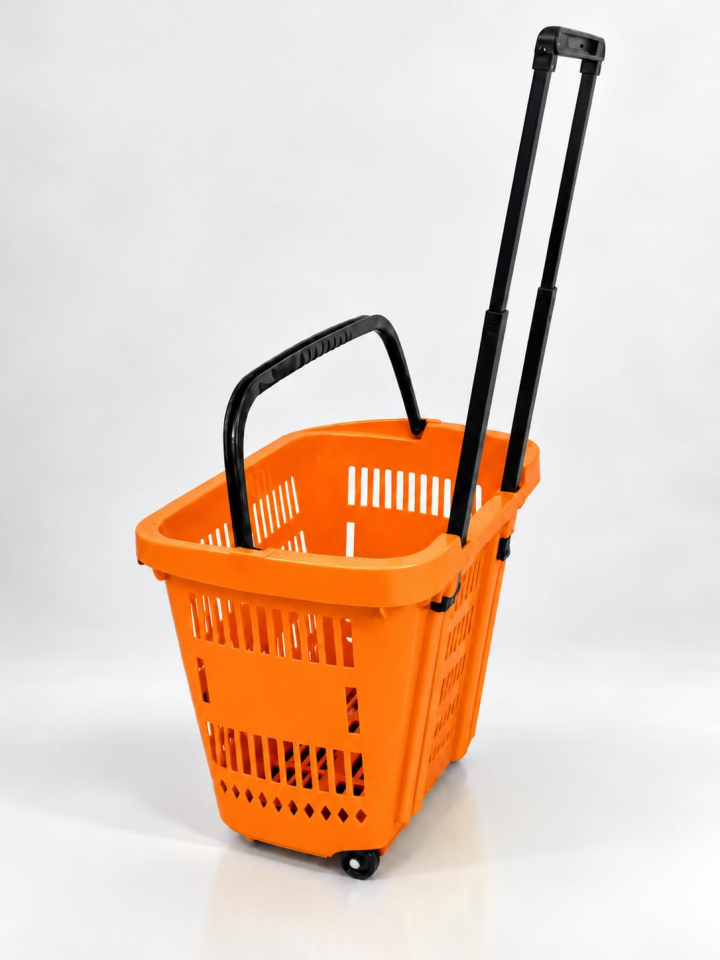 40 Lt Saplı Plastik Alışveriş Sepeti - Tekerlekli Market Sepeti