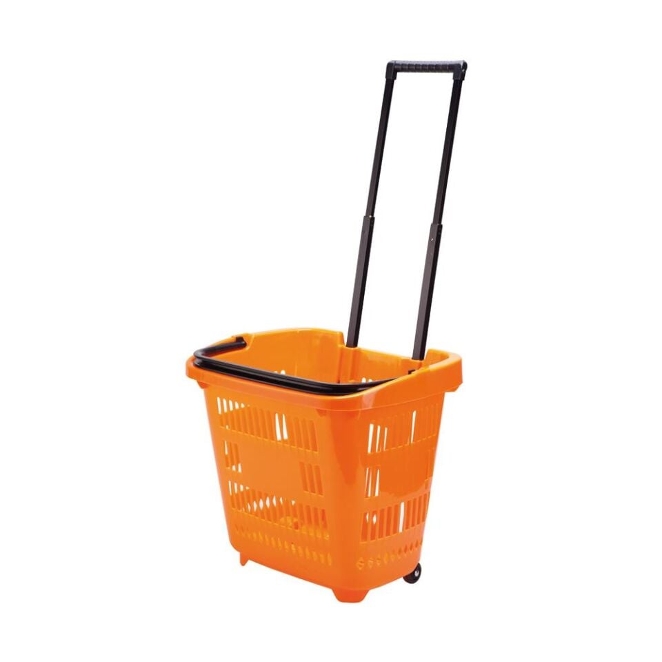 40 Lt Saplı Plastik Alışveriş Sepeti - Tekerlikli Market Sepeti