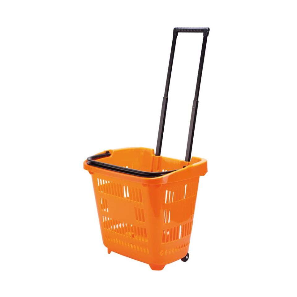 40 Lt Saplı Plastik Alışveriş Sepeti - Tekerlikli Market Sepeti