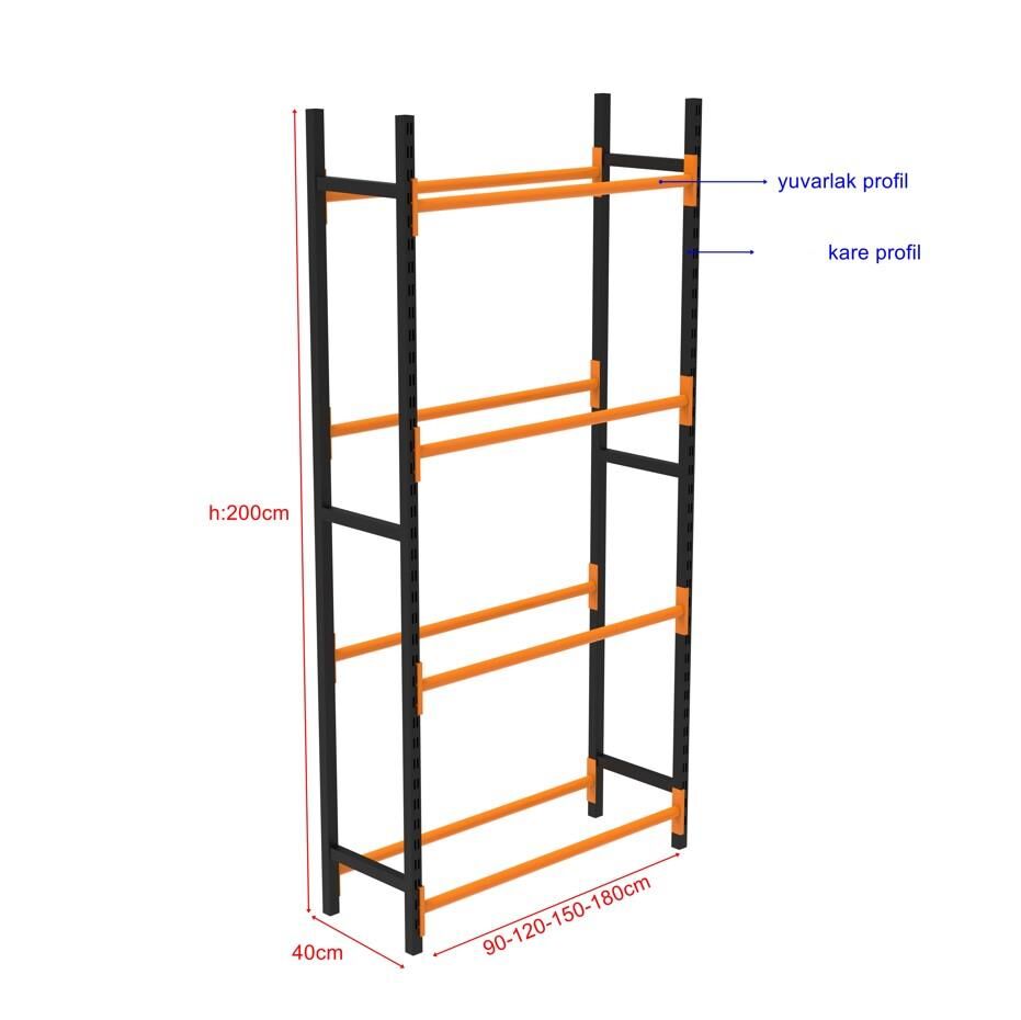 4 Katlı Midi Rack Lastik İstifleme Rafı