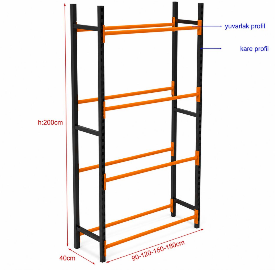 4 Katlı Midi Rack Lastik İstifleme Rafı