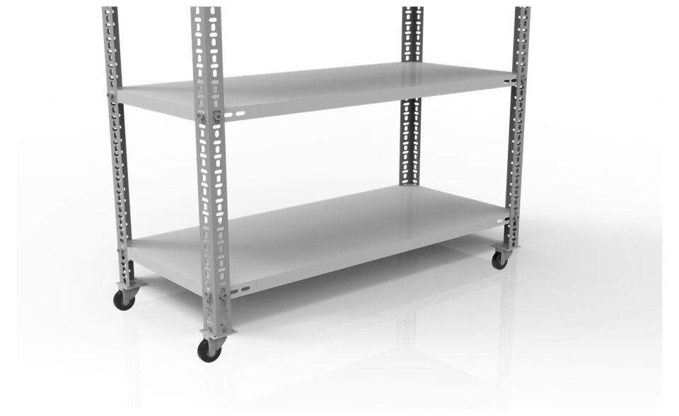 6 Katlı Tekerlekli Galvaniz Çelik Raf - Depo, Arşiv, Kiler, Dosya, Market Rafı