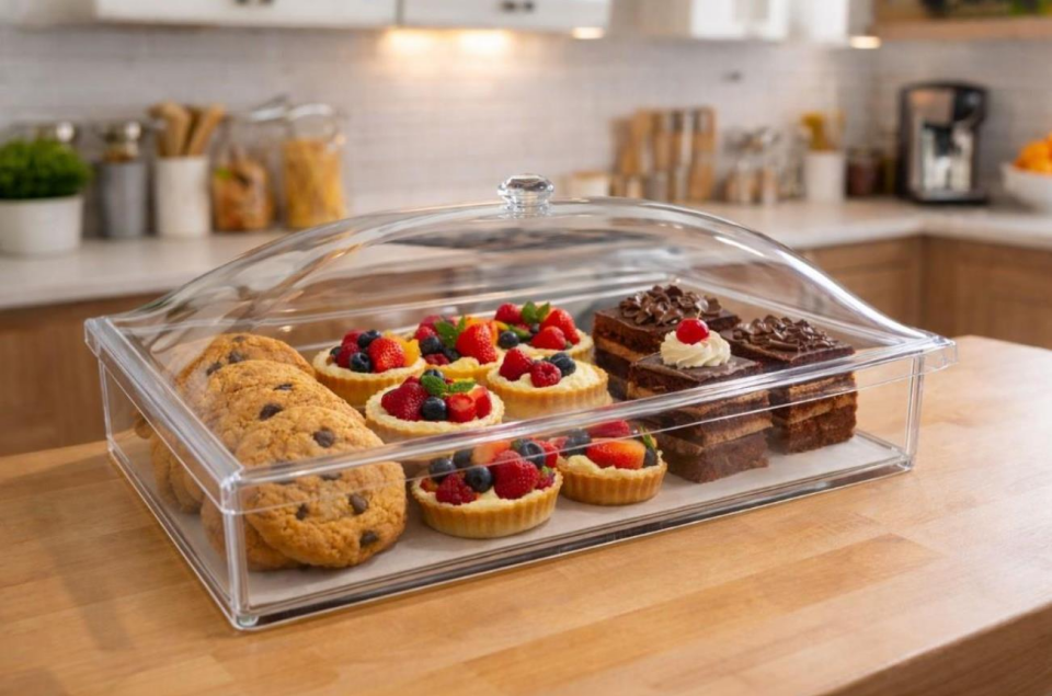 10 Adet Pleksi Kapaklı Lokumluk Kutu - Meze, Kurabiye, Lokum, Pasta, Kek Sergileme Kabı